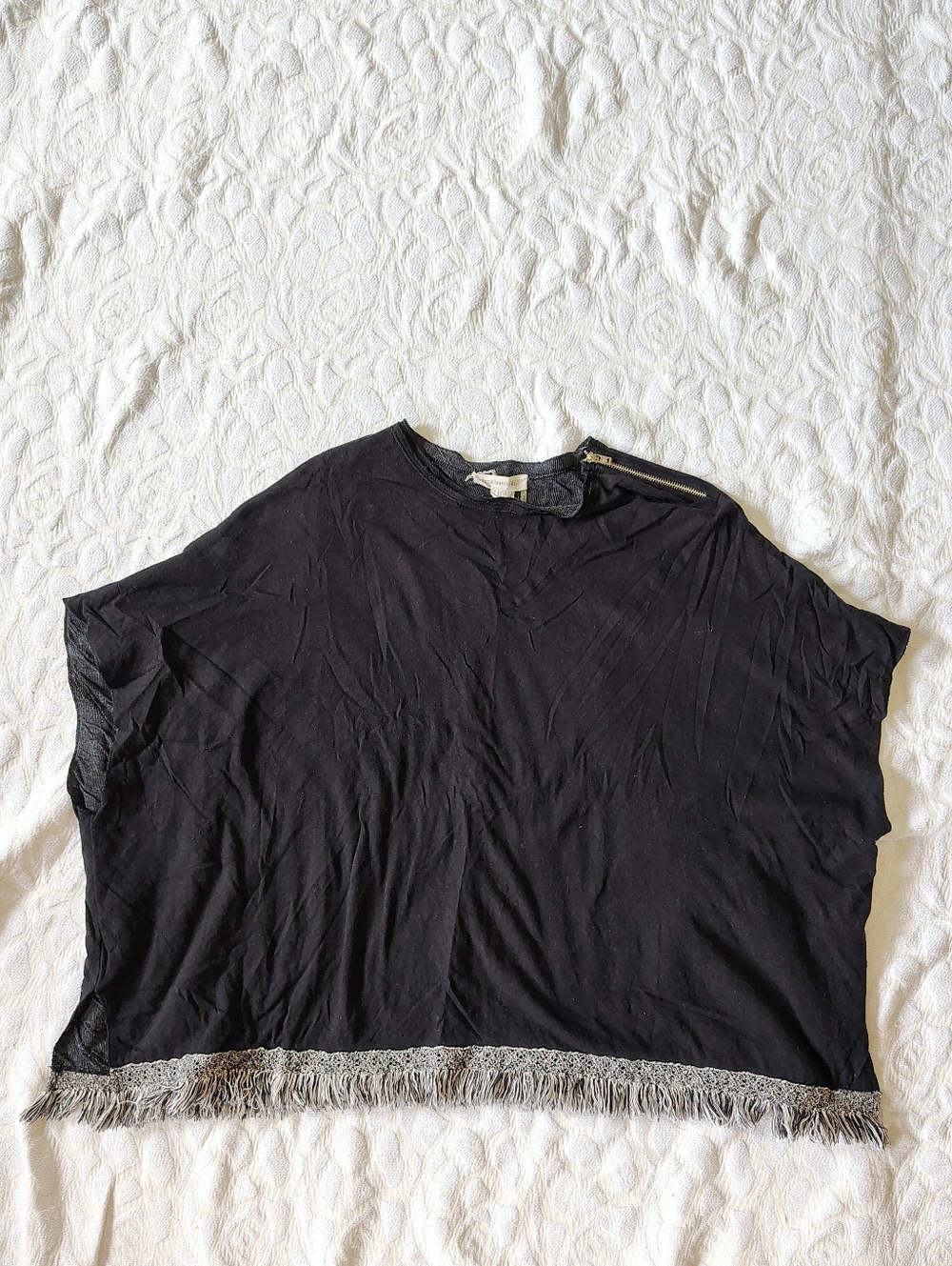 Boutique Fringe Oversized Poncho Sweater OS One Size